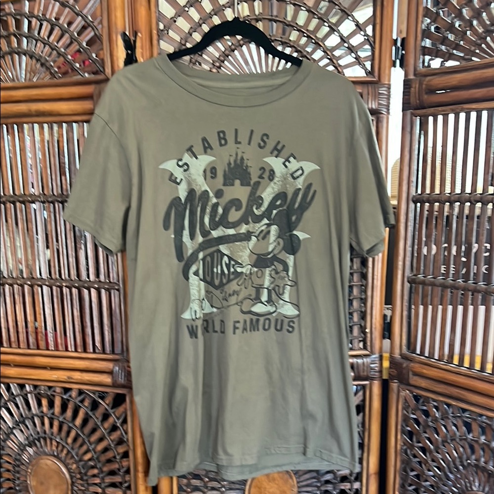 Disney Olive Mickey Mouse Short Sleeve Tee